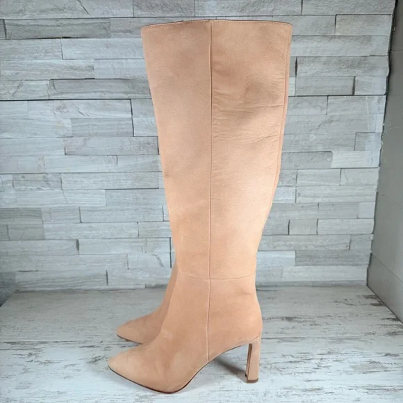 Antonio Melani Stellah Women’s Over the Knee Heeled Nude Suede Boots SZ 7.5M New - Picture 5 of 11